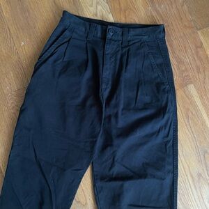 Black Cotton Twill Pleated Pants - 26 NWOT